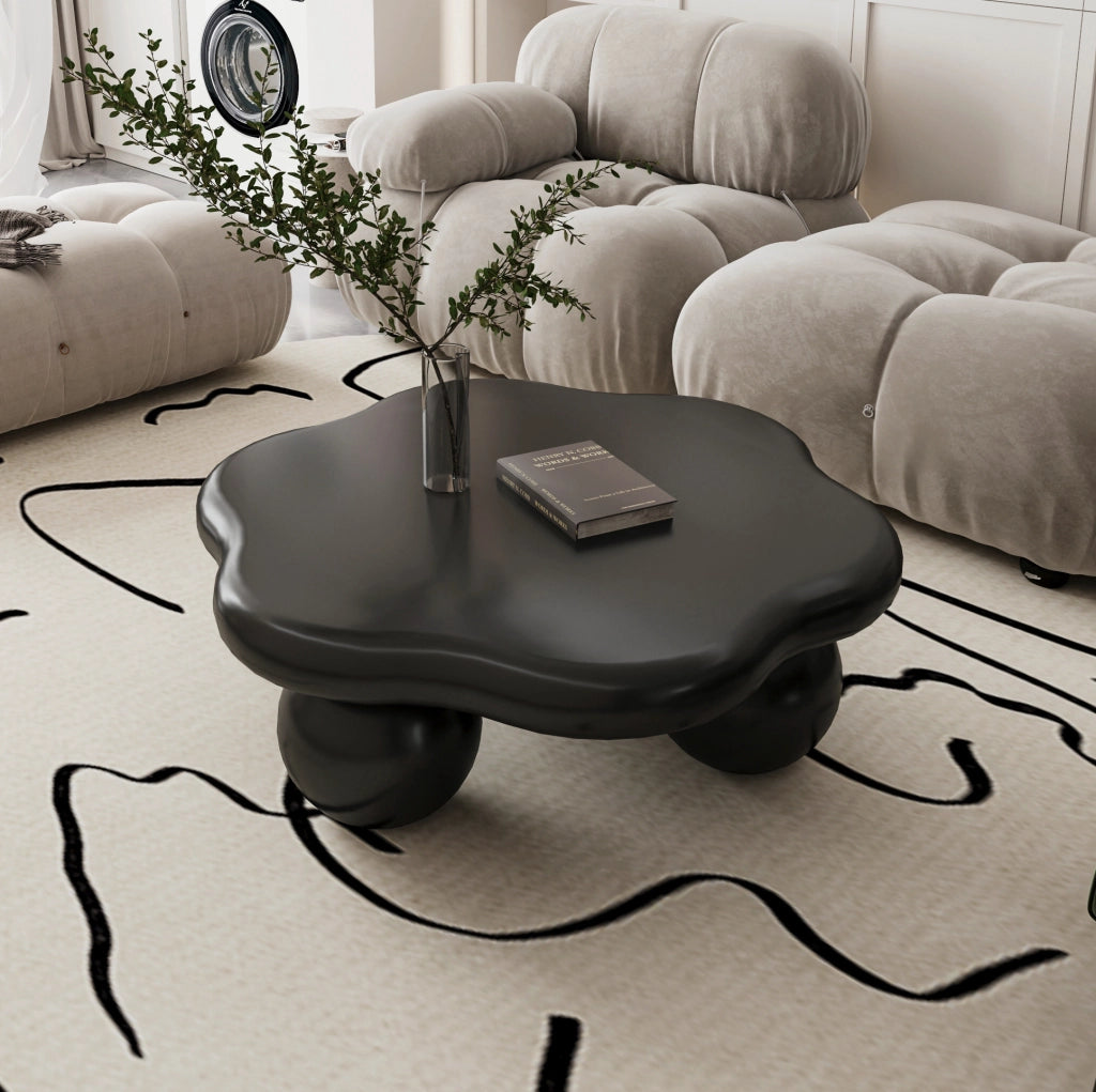 Tavolino da caff¨¨ a nuvola ?80 cm nero in MDF e plastica con gambe sferiche
