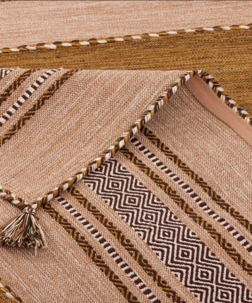 Tappeto ANTIQUE KILIM CUOIO cm.60x200 tessuto a mano in cotone e ciniglia