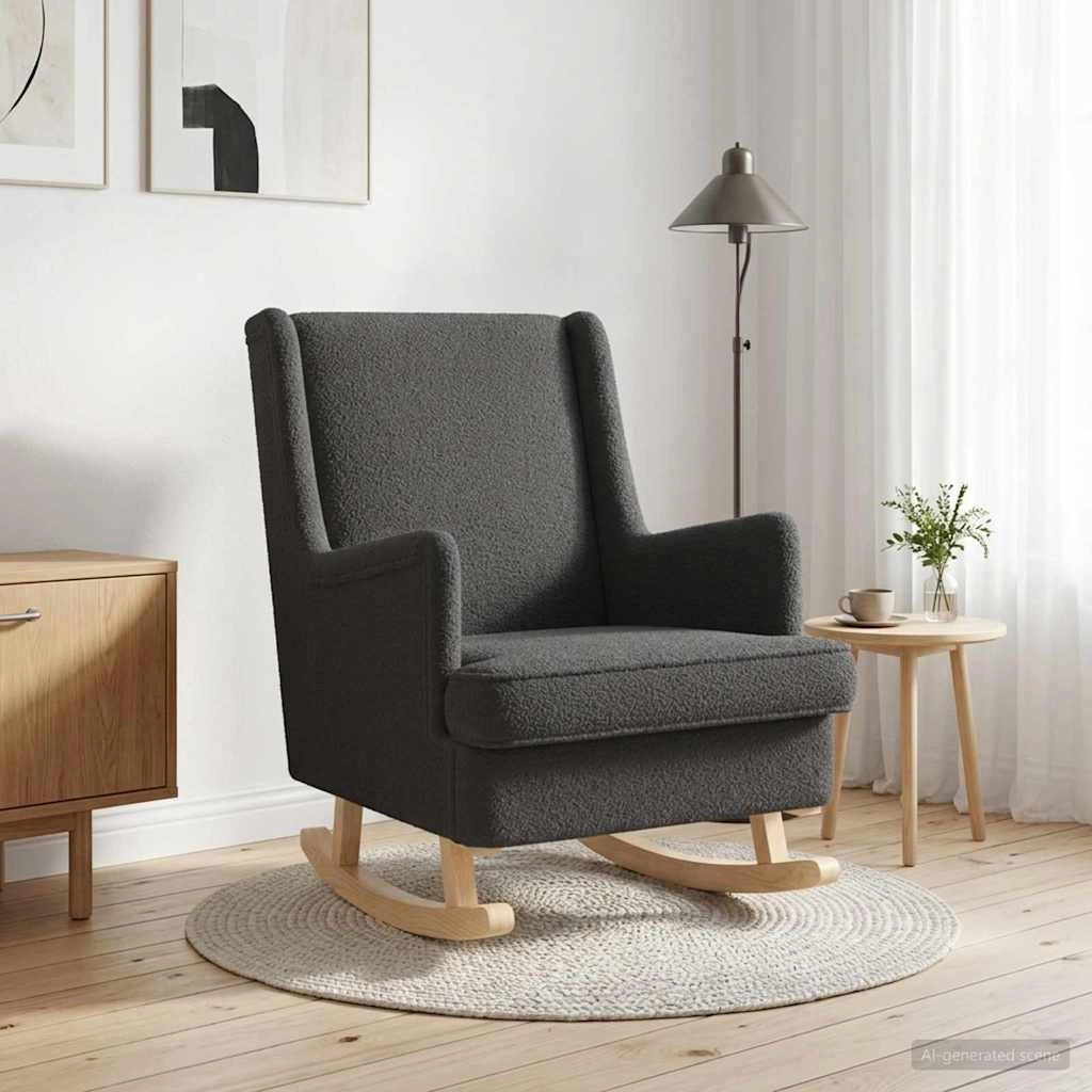 Sedia a dondolo Grigio Scuro 62 x 80 x 85 cm Bouclé 42029973