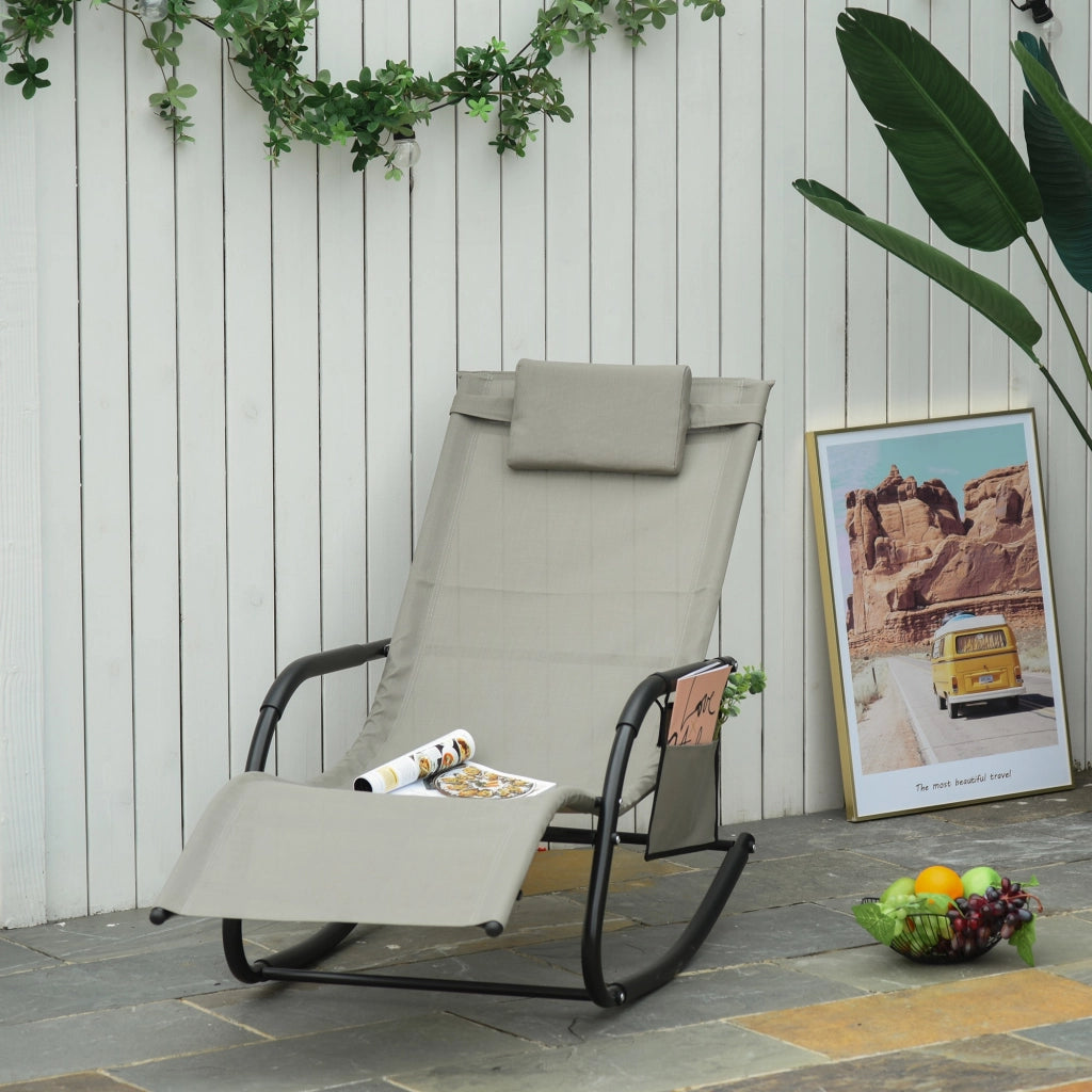 Poltrona a Dondolo da Giardino ¨C zephmum ¨C Nero, Grigio, 150x62x88 cm