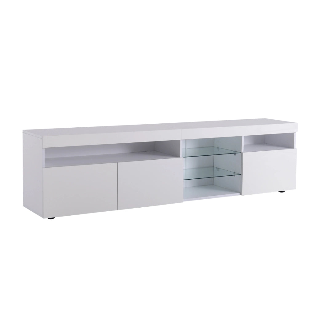 Mobile TV moderno 180 cm con illuminazione LED variabile in MDF bianco