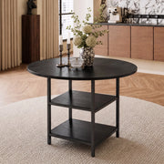 Tavolo da pranzo rotondo Ø107 cm con 2 ripiani in MDF e metallo nero