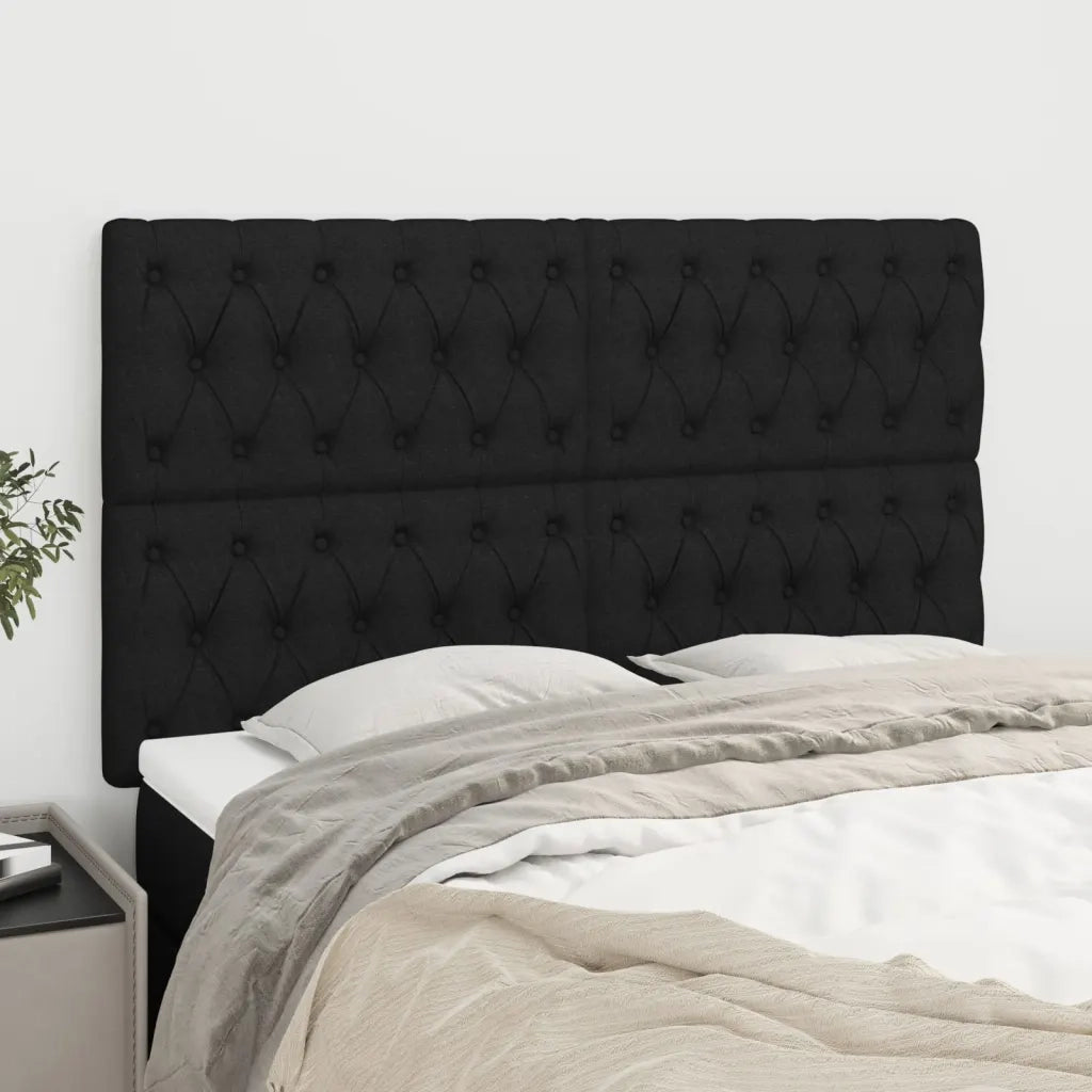 Testiera | Testata Nera 144x7x118/128 cm Tessuto