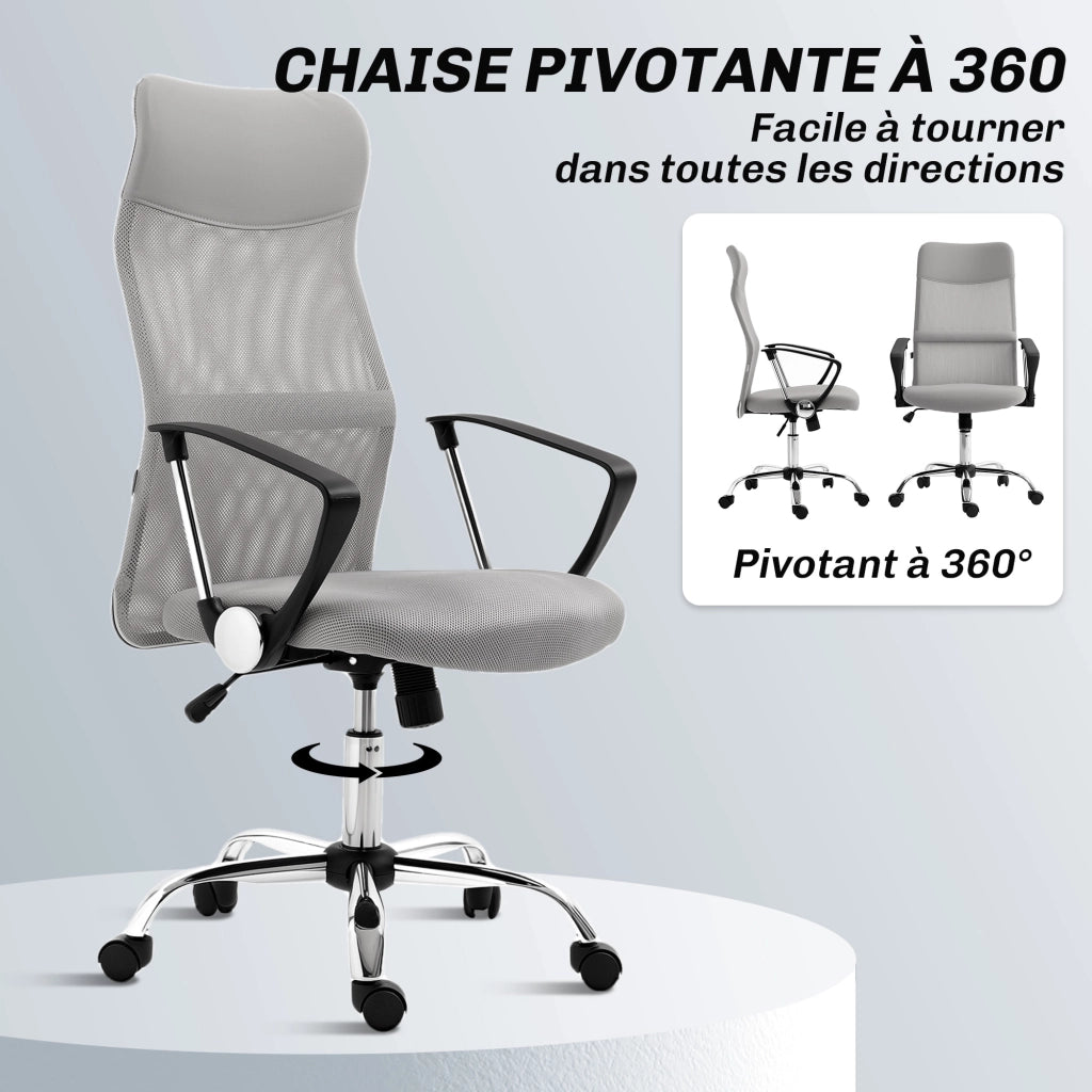 Poltrona da ufficio ergonomica girevole regolabile in altezza ¨C Minimal ¨C tessuto grigio 63x65x119-109cm