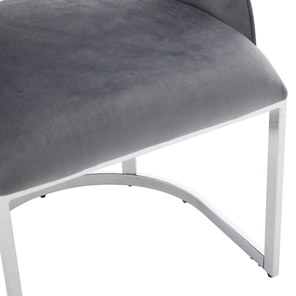 Set di 6 sedie da pranzo in velluto grigio con gambe metalliche color argento