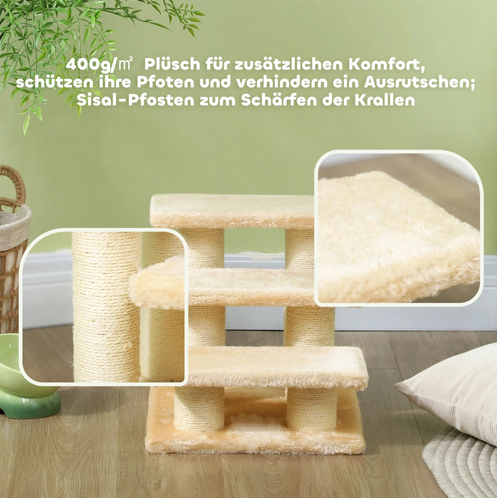 Scaletta per gatti con piattaforme e colonne in sisal, beige