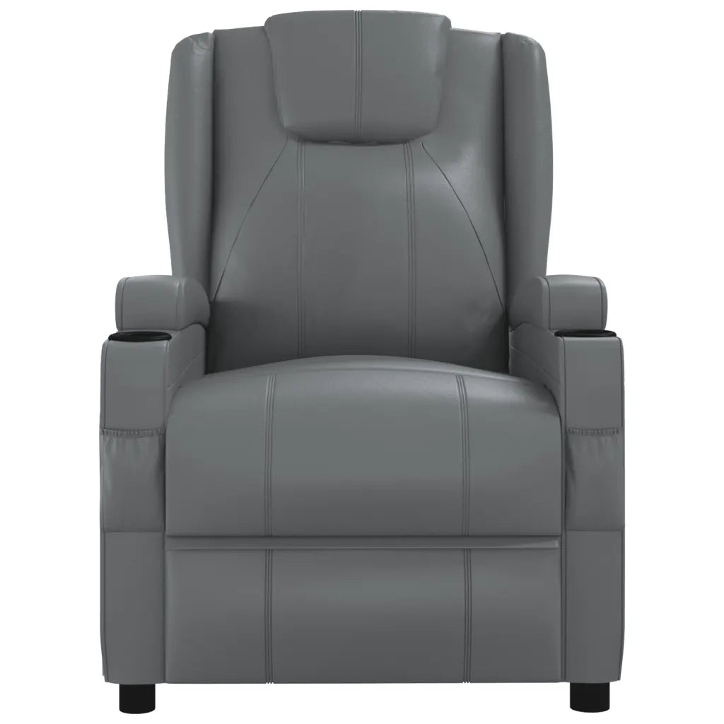 Poltrona Massaggiante | Sedia Relax Antracite in Similpelle
