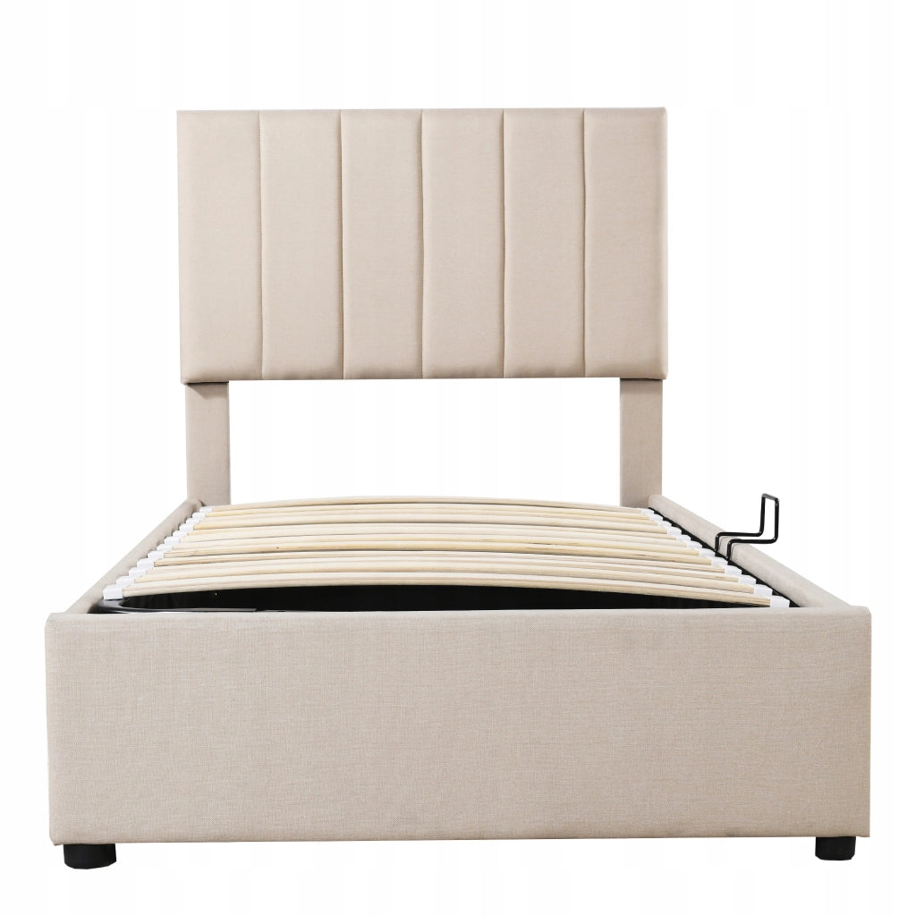 Letto imbottito 90x200 - Xylo - Beige con telaio sollevabile