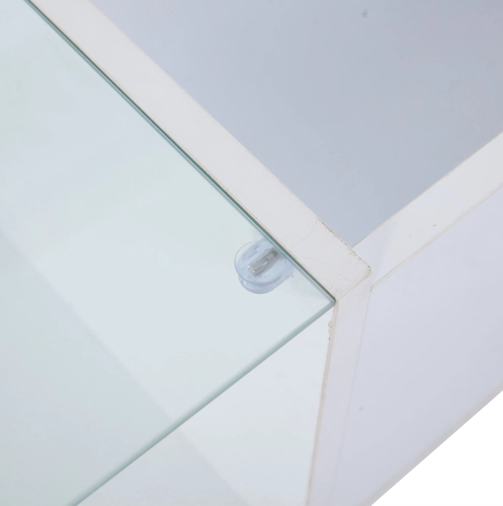 Tavolino da salotto sollevabile con LED smart; 100x50x33 cm; bianco lucido in truciolare