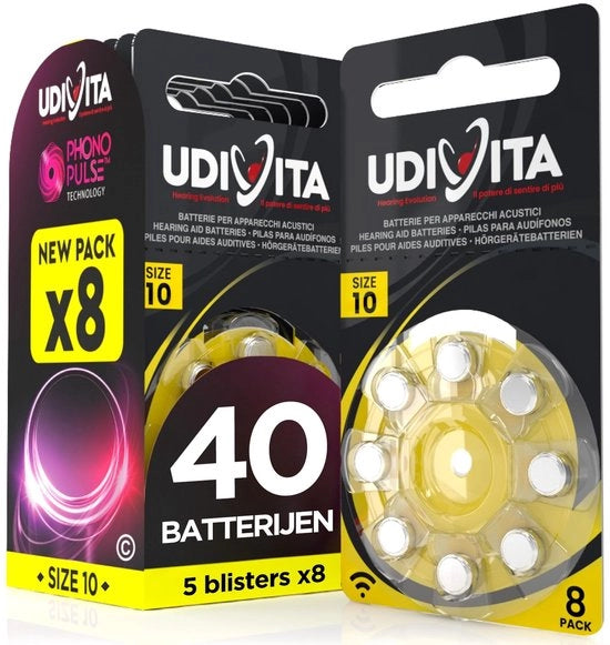 40 Batterie per Apparecchi Audiologici - Formato 10 PR70