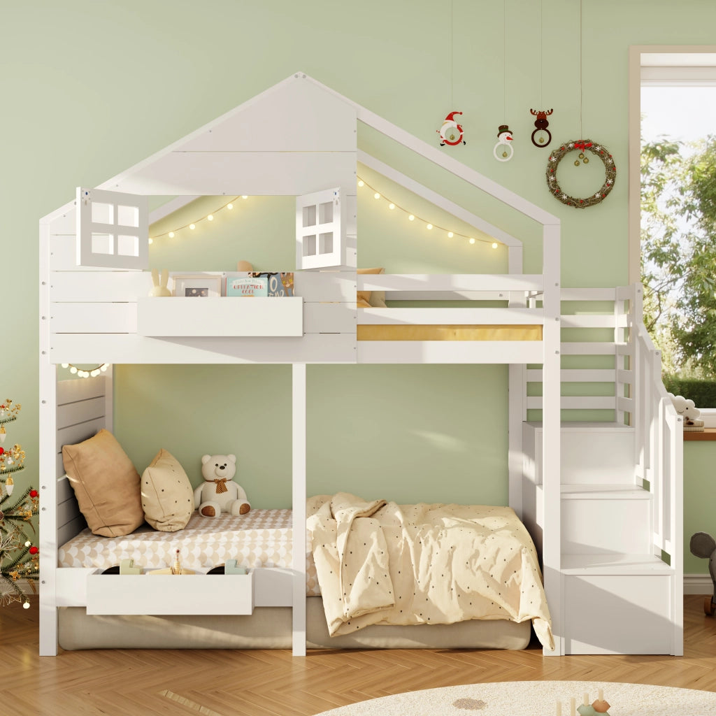 letto a castello in pino bianco 107 x 252;5 cm