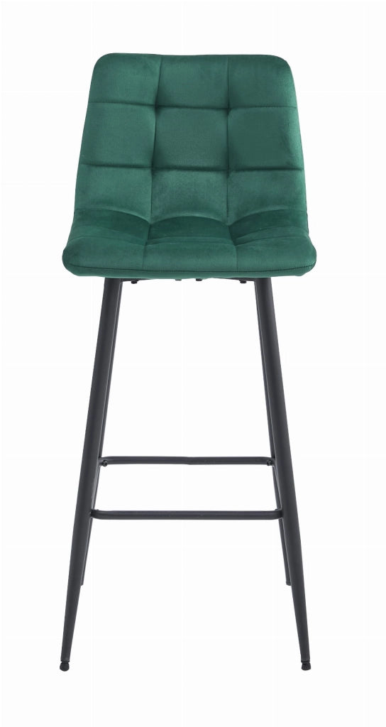 Sgabello da bar Valora TEOTO in velluto verde scuro con gambe in acciaio nero x1