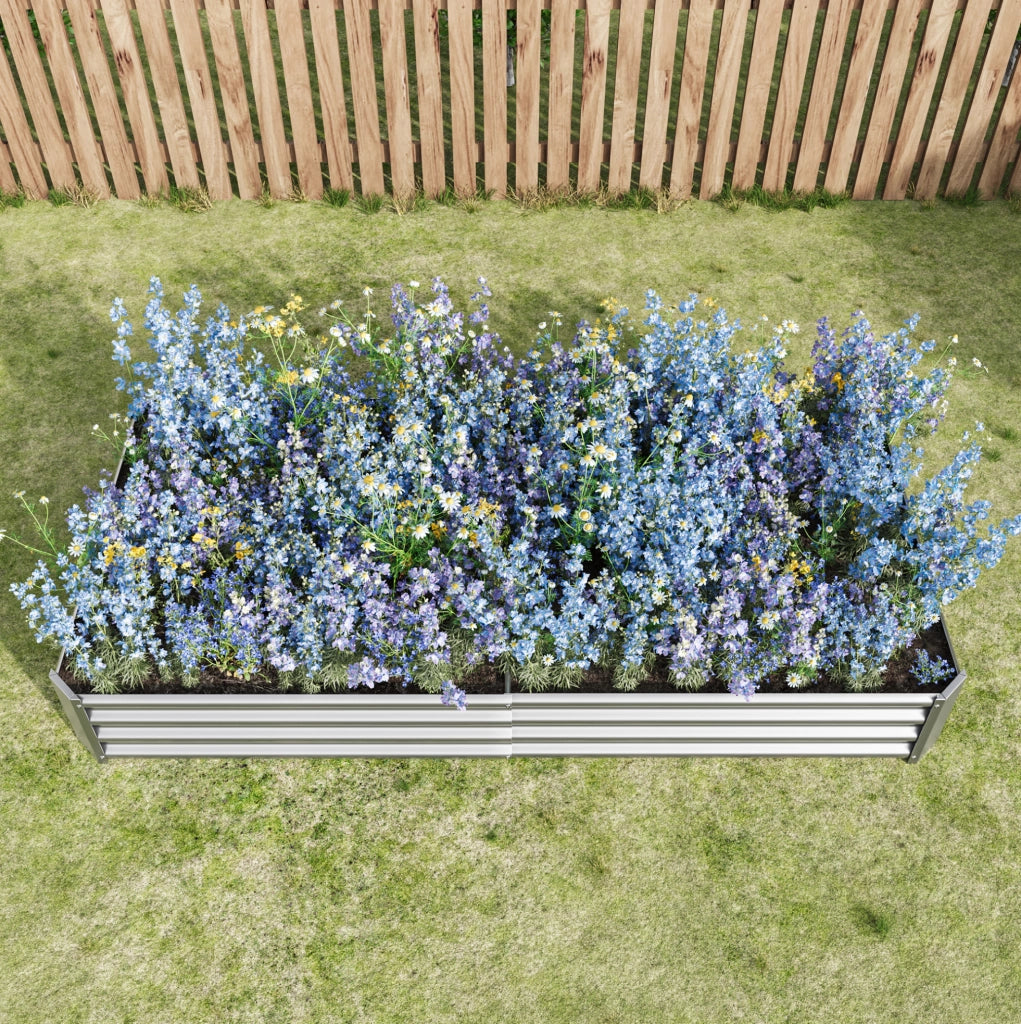 Hochbeet aus verzinktem Stahl 232x113,5x30 cm ohne Boden, ideal für Gemüse, Kräuter und Blumen