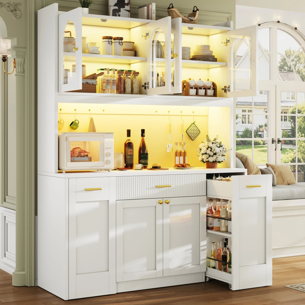 ARMADIO DA CUCINA 120x40x187 cm MDF Bianco con LED RGB
