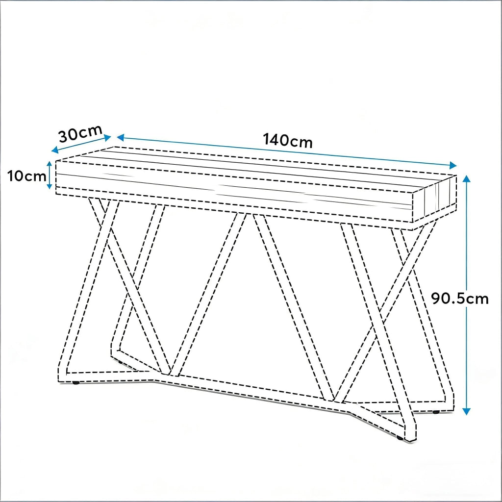 TAVOLO Consolle 140 cm MDF e Metallo Nero Marrone Rustico