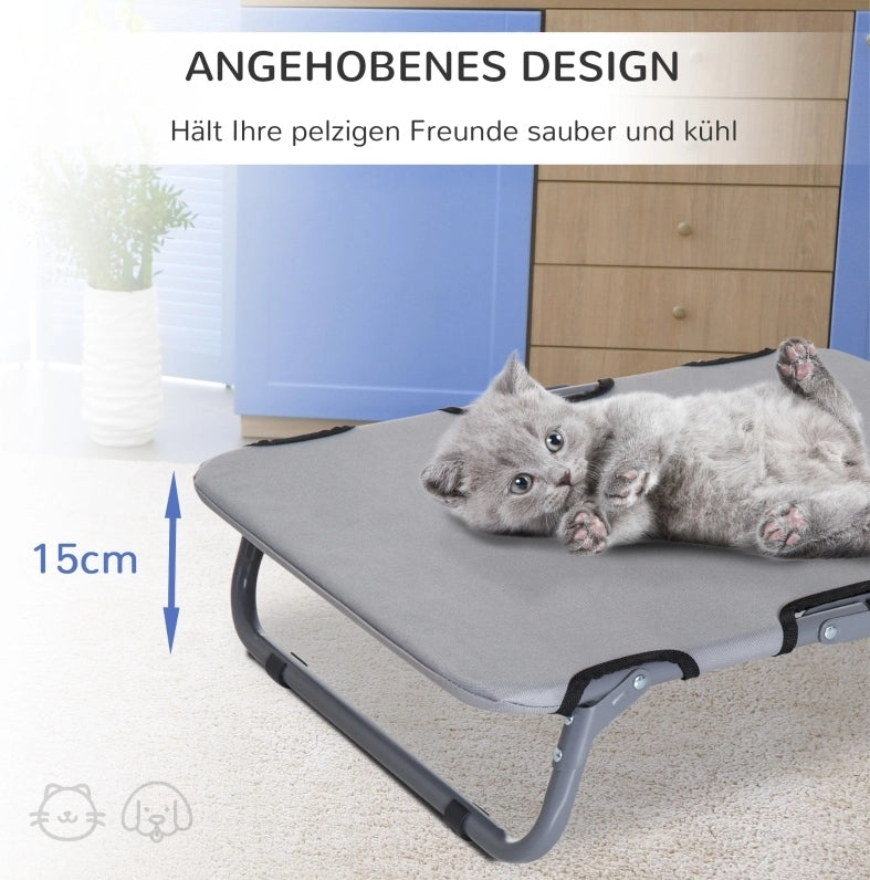Lettino pieghevole per cani grigio 59x46x15 cm