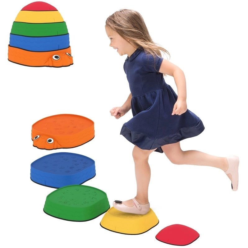 Pietre di equilibrio ULEVR per bambini, set da 5 impilabile con bordo antiscivolo TPE, multicolore