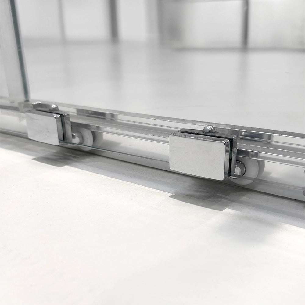 Box doccia angolare 90x150 con porta scorrevole in vetro trasparente Ted