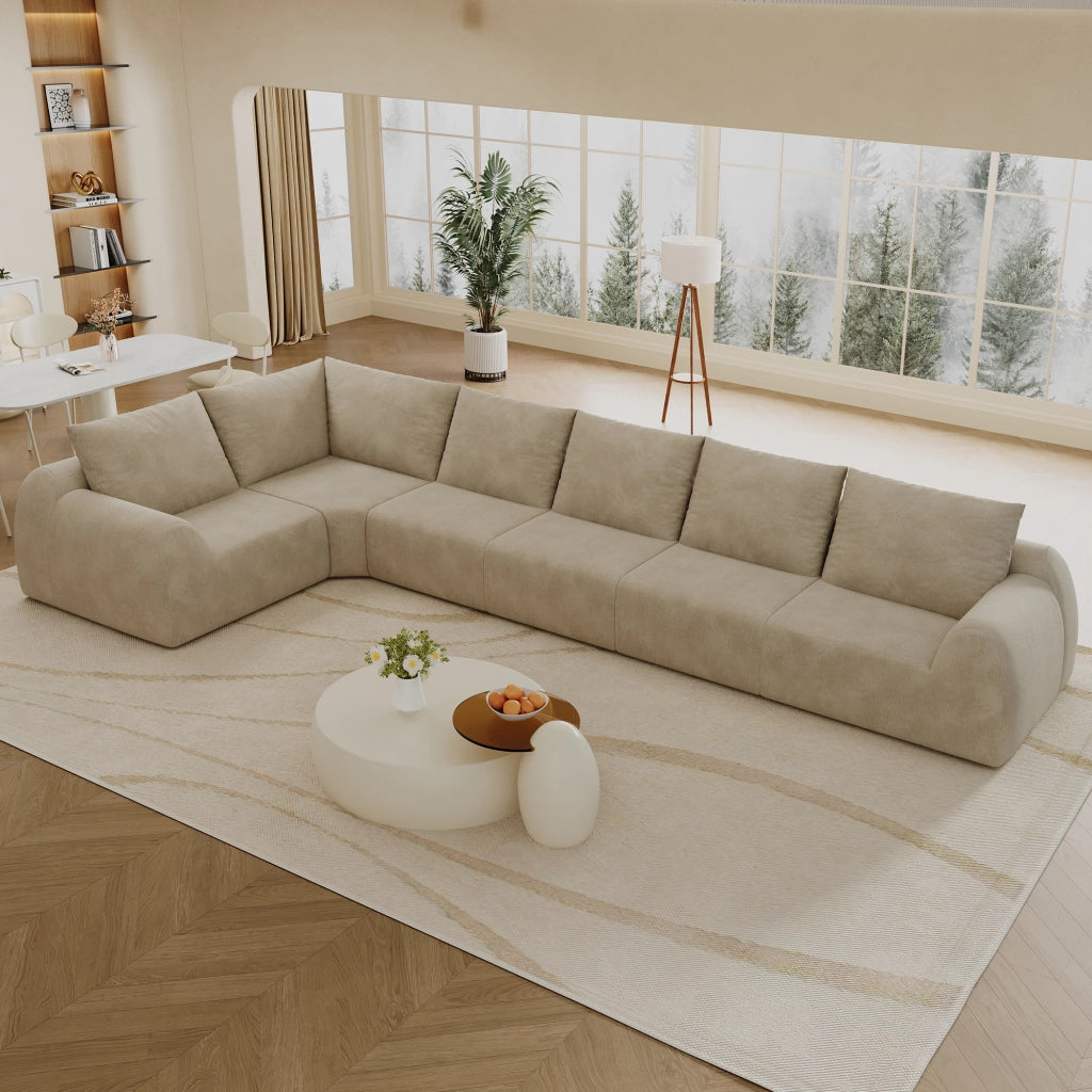 Divano angolare L ¨C Minimal ¨C beige tessuto imbottito 401cm senza montaggio