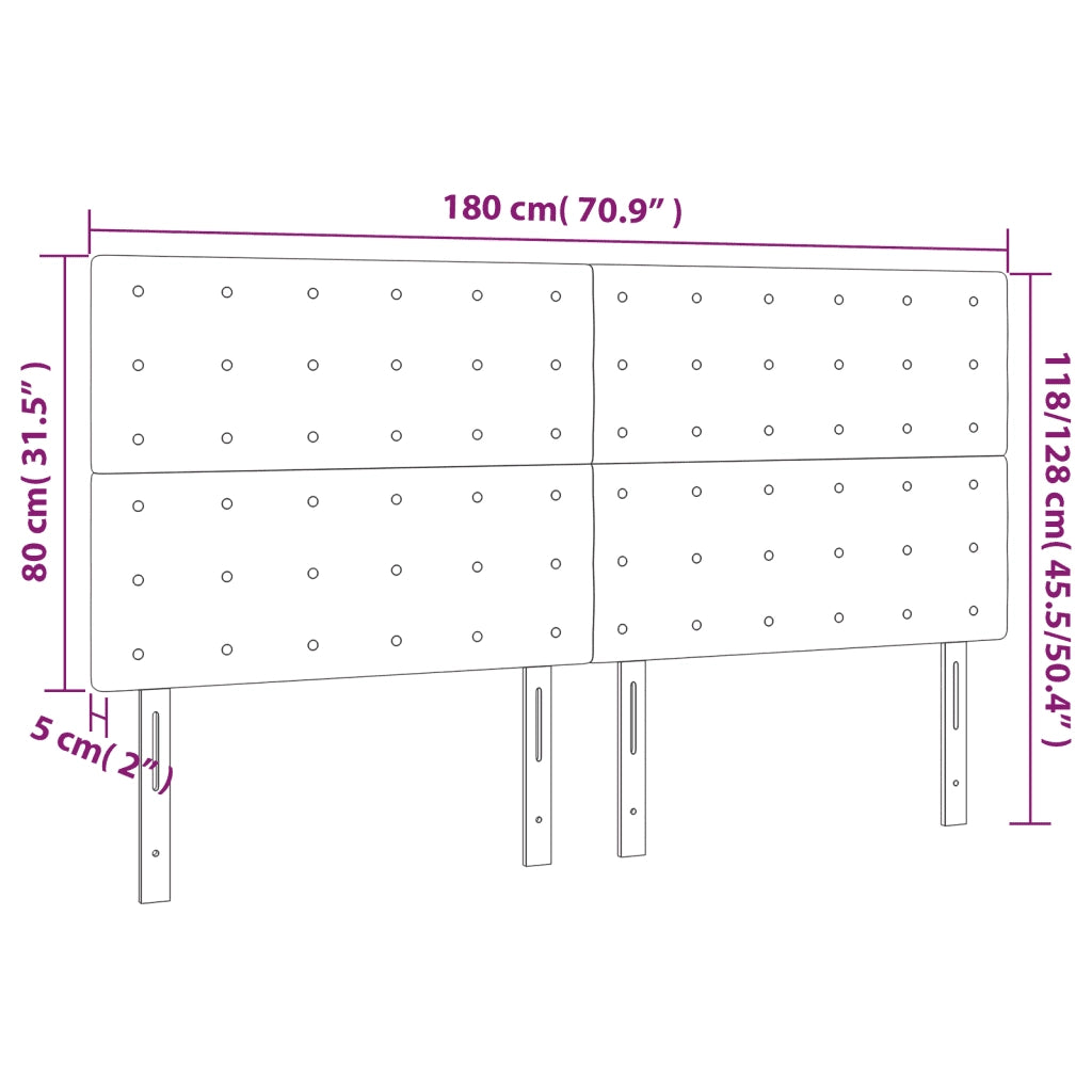 Testiera | Testata Nera 180x5x118/128 cm Tessuto
