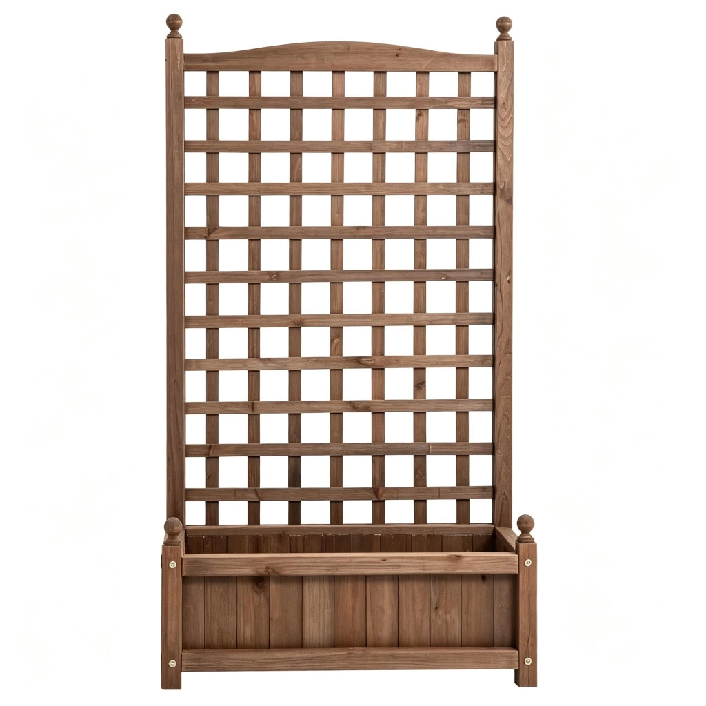 Fioriera da esterno con grigliato in legno di abete carbonizzato e inserto di drenaggio 64 × 28 × 120 cm