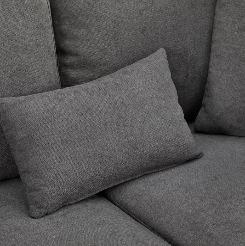 Divano letto angolare estraibile 214x131 cm con USB e contenitore grigio scuro