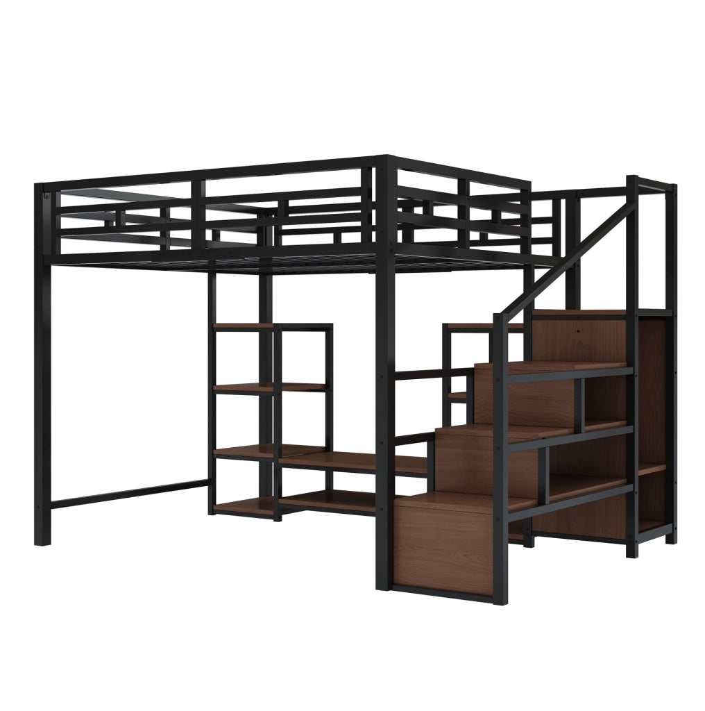 LETTO a soppalco 140x200 cm con supporto TV e presa, nero