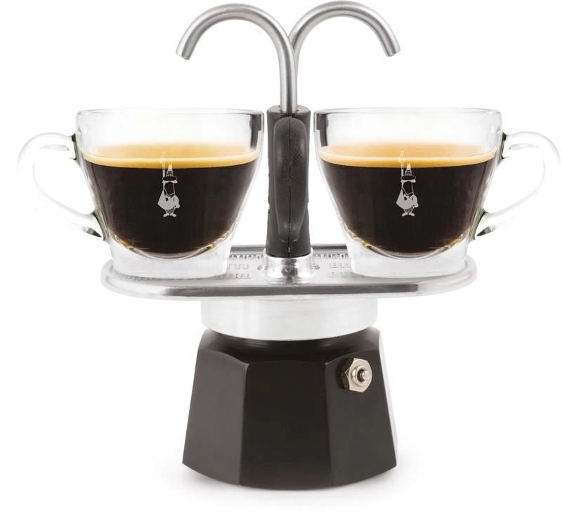 Bialetti 0007302-NP Mini Express Moka Caffettiera 2 tazze in alluminio con erogatore diretto colore Nero
