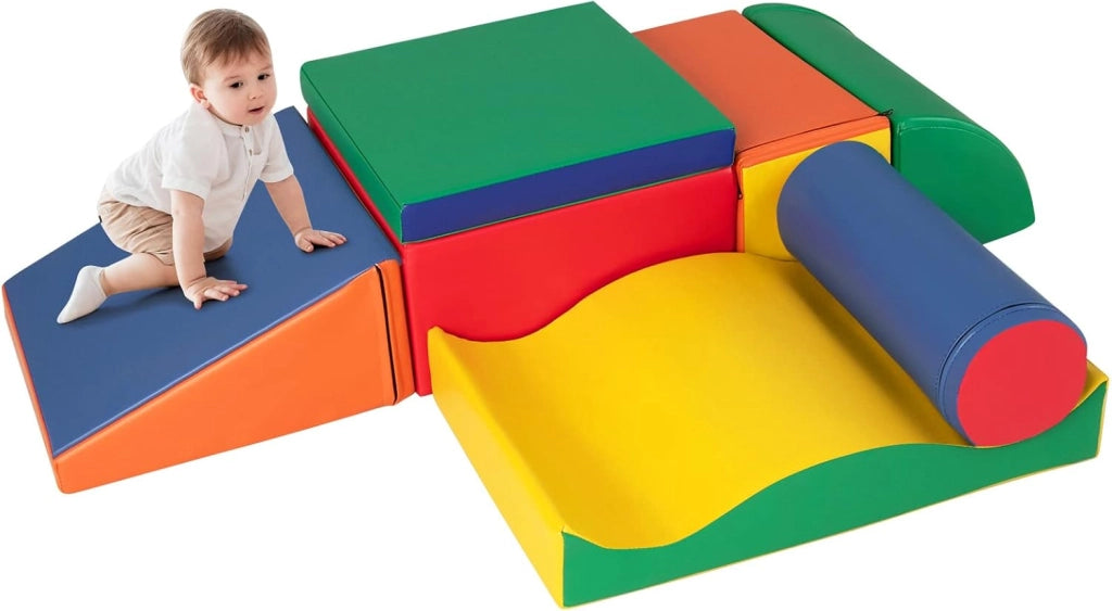 Set di Giocattoli per Arrampicata in PU e EPE da 7 Pezzi, Set di Blocchi per Arrampicata da Interno, Ideale per Bambin con età Superiore a 1,5 Anni, Multicolore