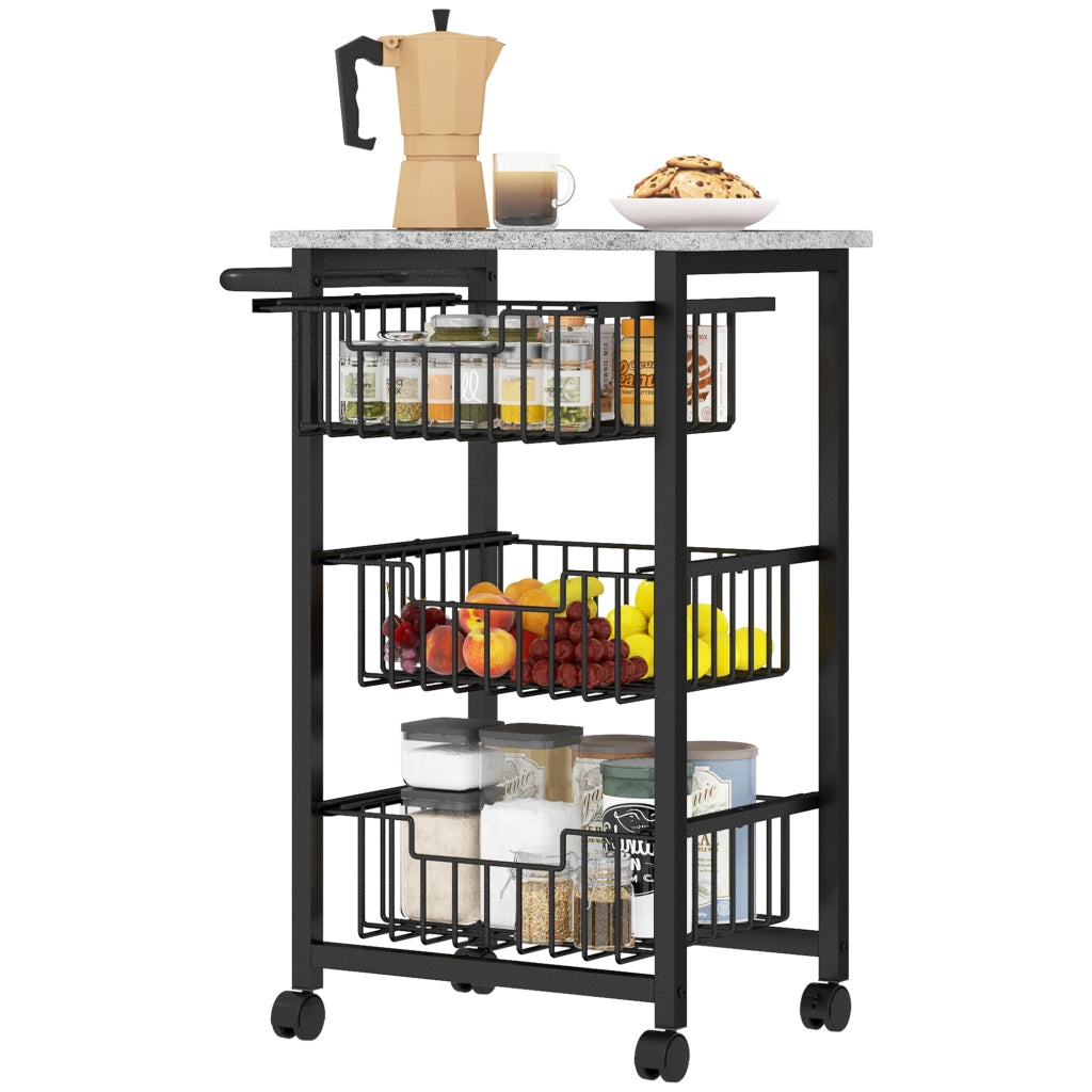Carrello da cucina con 3 cestelli in acciaio ¨C zephmum ¨C mobile su ruote