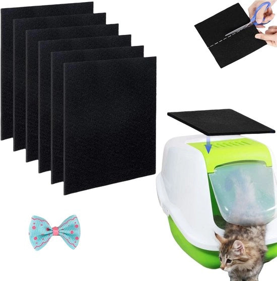 Filtro attivo a carbone per gabbia del gatto con alta capacità di assorbimento, filtro di sostituzione per gabbia del gatto, filtro di sostituzione per gabbia del gatto, filtro attivo a carbone per gabbia del gatto e compostiera (M-6PCS)
