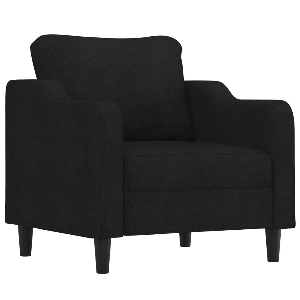 Set di Divani 4 pz con Cuscini Nero in Tessuto