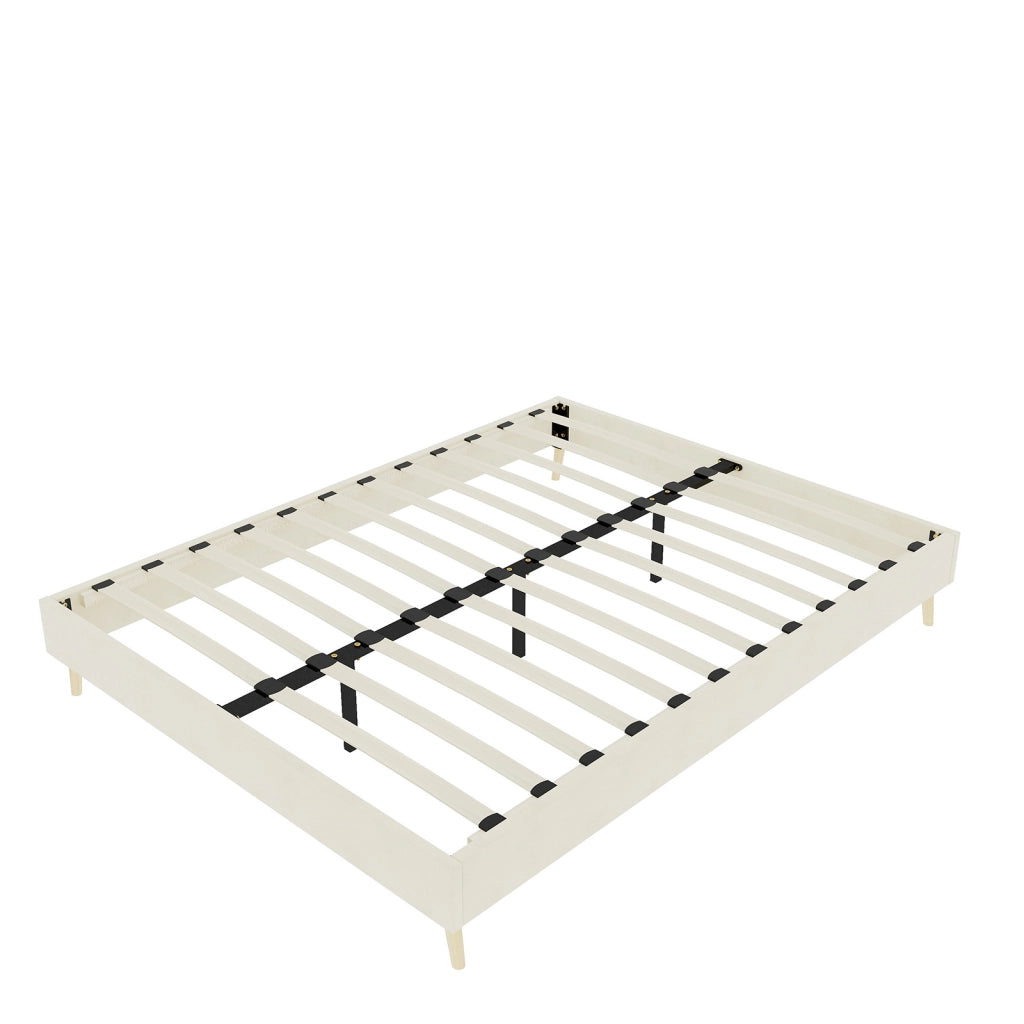 letto tela e metallo beige 140 x 200 cm