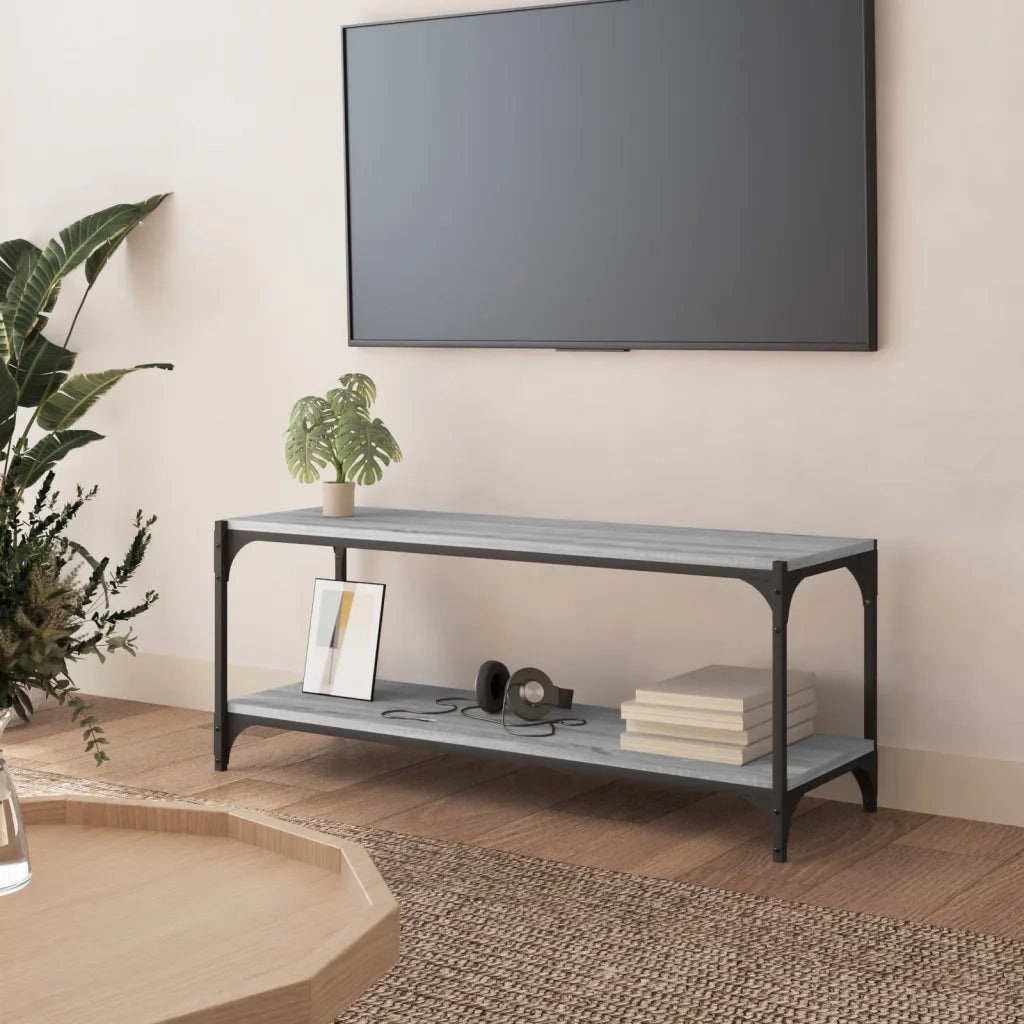 Mobile TV-Credenza TV-Console TV Grigio Sonoma 100x33x41cm Legno Multistrato e Acciaio