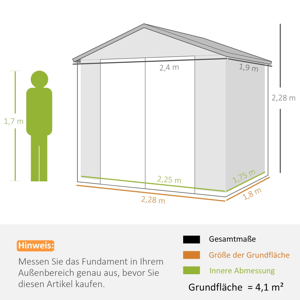 Casetta da giardino ¨C Xylo ¨C Metallo e plastica grigio 240x190x180cm con finestra