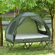 Set da campeggio sopraelevato per 2 persone con tenda, materasso e pompa verde