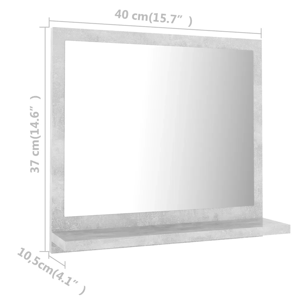Specchio da Bagno | Specchio decorativo Grigio Cemento 40x10,5x37cm Legno Multistrato