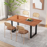 SEDIA da pranzo Set da 4 pezzi in Rattan, PU e Metallo Marrone