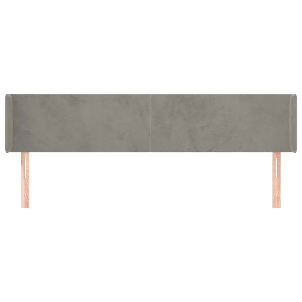 Testiera | Testata ad Orecchio Grigio Chiaro 163x16x78/88 cm in Velluto