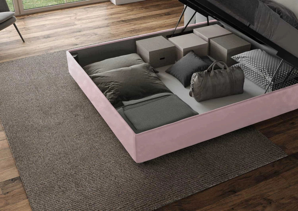 Letto Matrimoniale King Size 180x200 cm Senza Rete Testata con Cuscini Imbottito in Microfibra Mados Glicine