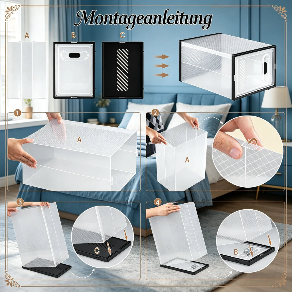 Set 8 Scatole Impilabili Modulari per Scarpe, Libri, Giocattoli e Armadio