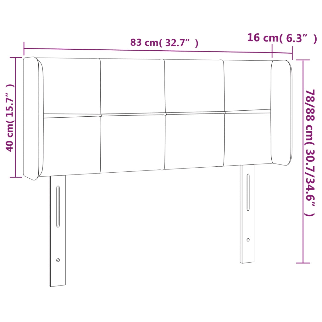 Testiera | Testata ad Orecchio Crema 83x16x78/88 cm in Tessuto