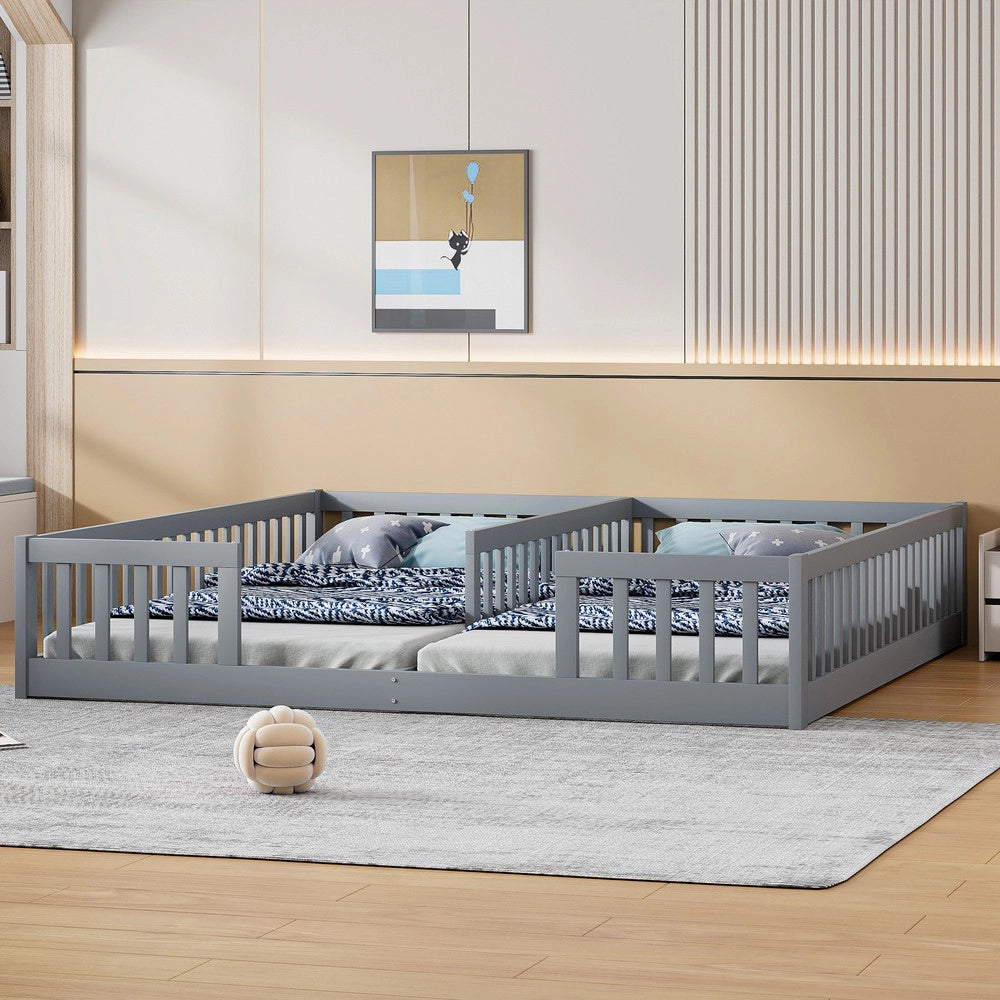 Letto a Castello Singolo per Bambini ¨C Xylo ¨C Pino Grigio 90x200 con Griglie di Sicurezza