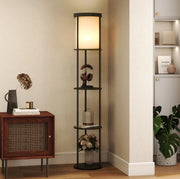 Lampada da terra con ripiani rotonda 29x29x158 cm in metallo nero con telecomando