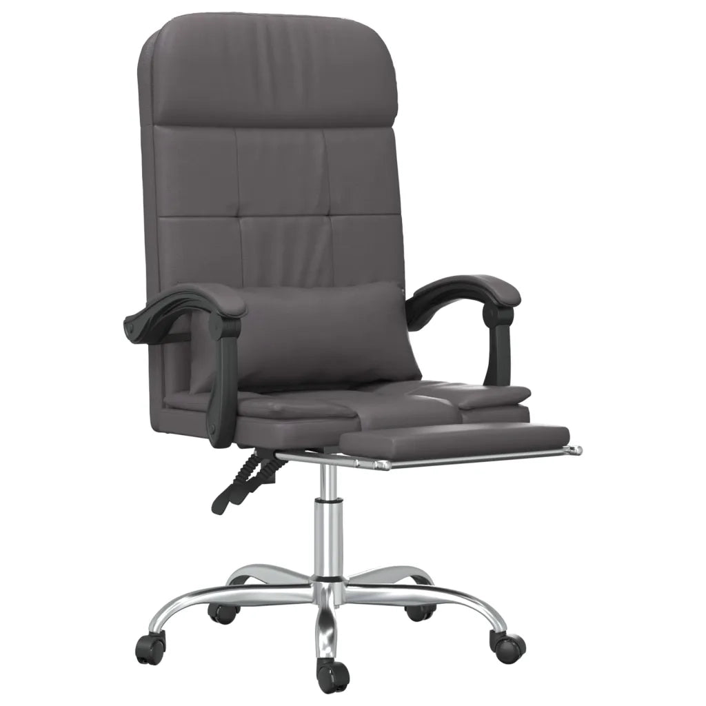 Poltrona da Ufficio Massaggiante Reclinabile Grigio Similpelle 349709
