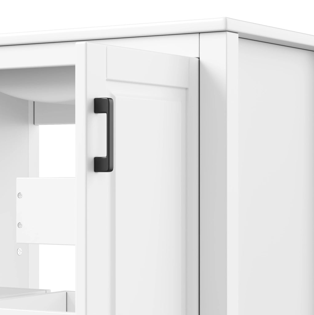 Mobile da bagno indipendente 76,5x47x83 cm con lavabo in ceramica integrato e doppia anta, finitura bianca completa