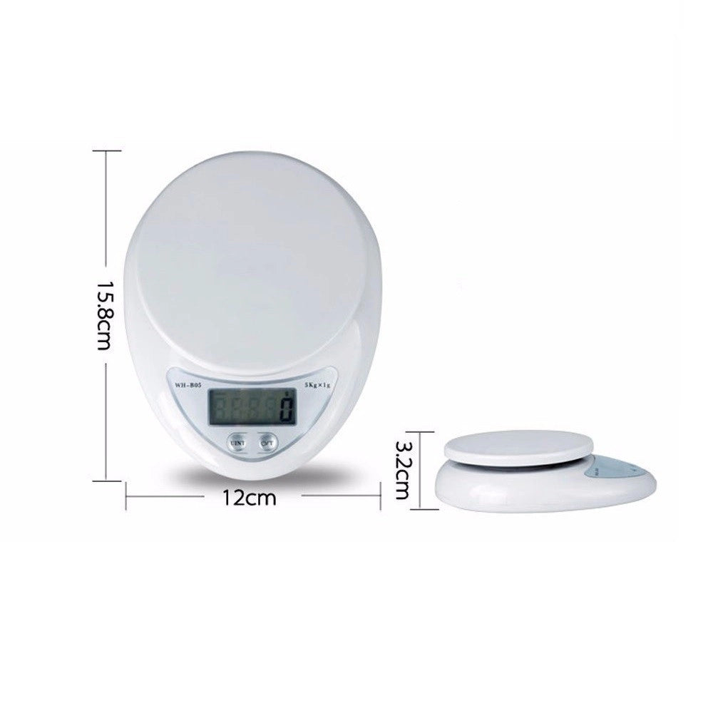 Trade Shop - Bilancia Da Cucina Digitale Precisione Da 1gr A 5kg Con Tasto Tara Display Lcd -