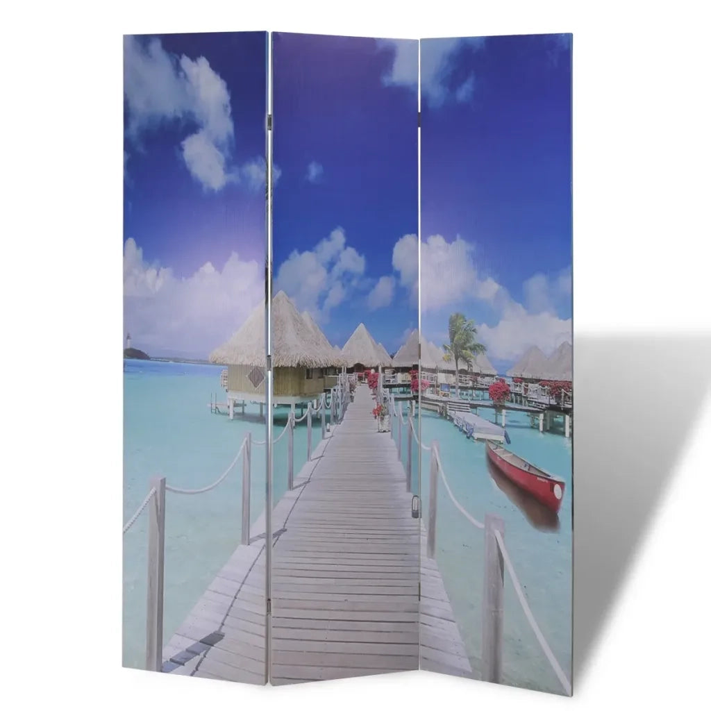 Divisorio Ambienti | Divider per stanze | Paravento Pieghevole 120x170cm con Stampa Spiaggia