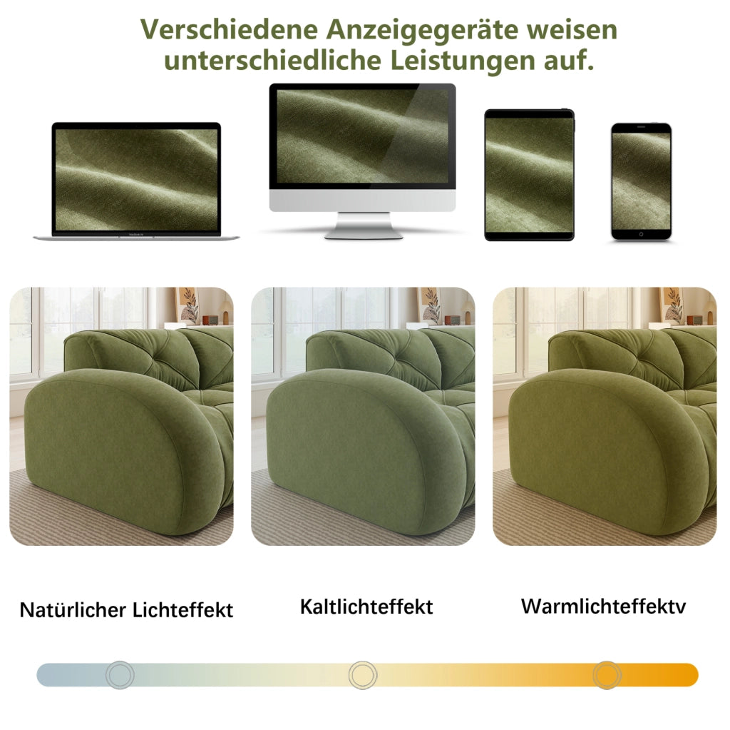 Pouf Elowin in Chenille Verde con Design Ergonomico e Struttura Stabile
