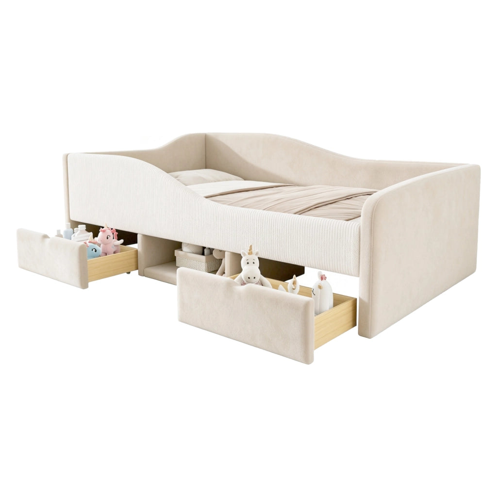 letto imbottito velluto beige 98 x 201 cm